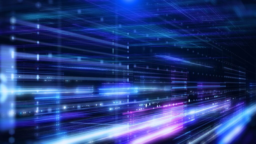 Technology digital cyberspace data network connection perspective view illustration background