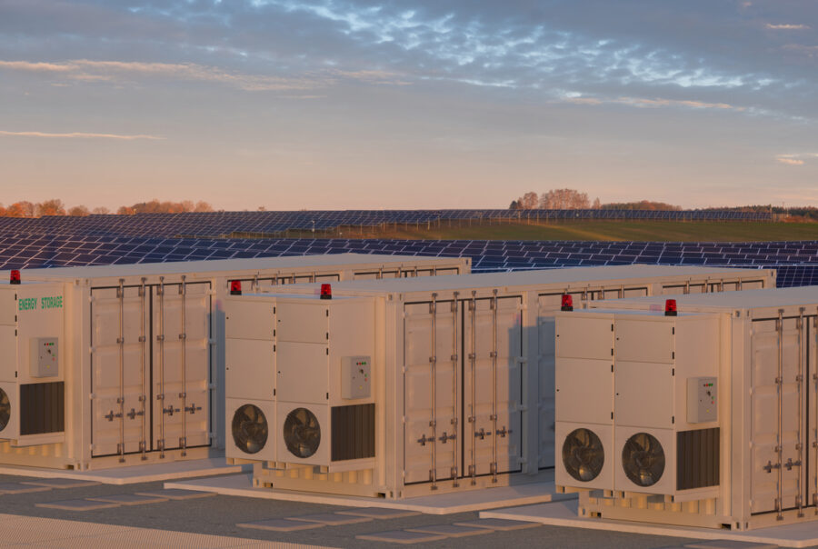 Battery energy storage system and solar panels supporting Enfinity Global’s energy storage project in Italy