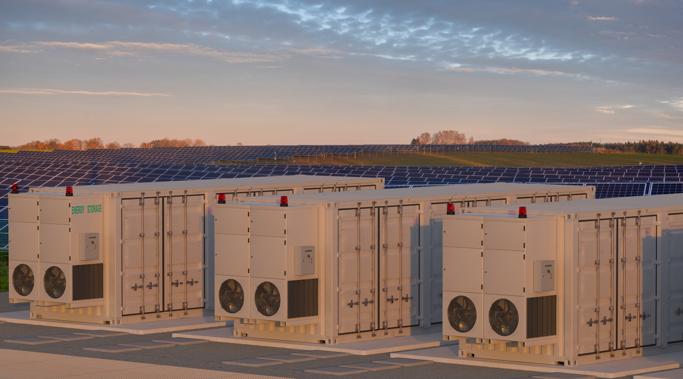 Battery energy storage system and solar panels supporting Enfinity Global’s energy storage project in Italy
